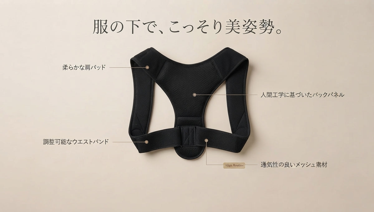 【デスクワーカー・学生必見】服の下でこっそり整う、極薄メッシュ姿勢サポーター